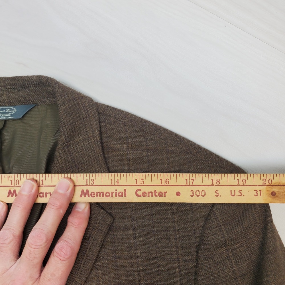 Pronto Uomo Platinum Mens 44R Brown Plaid 100% Wool 2 Button Blazer Ivy League - Picture 9 of 13